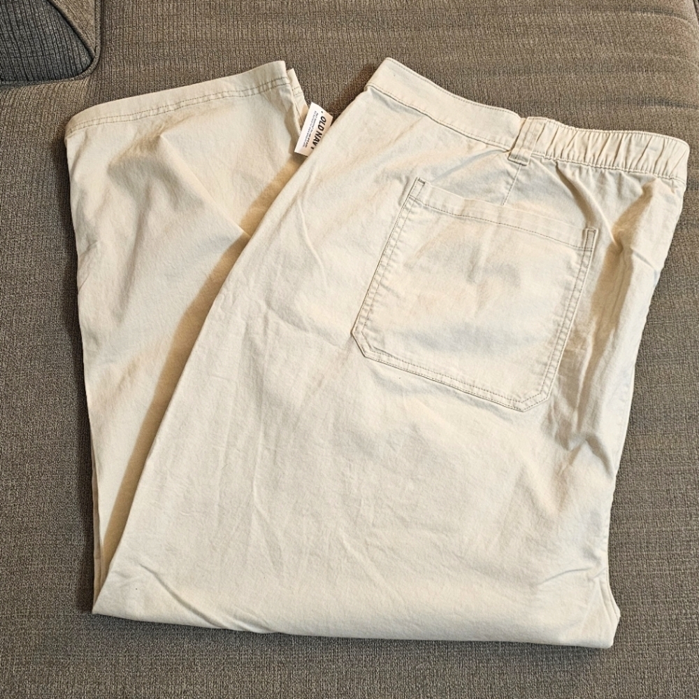 Old Navy OG High Rise Silver Gray Cream Casual Relaxed Pants Size 4X